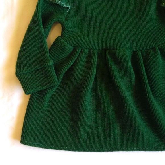 handmade green plush ribbed knit ruffle sweater dress 12-18 months baby girls - Picture 3 of 8